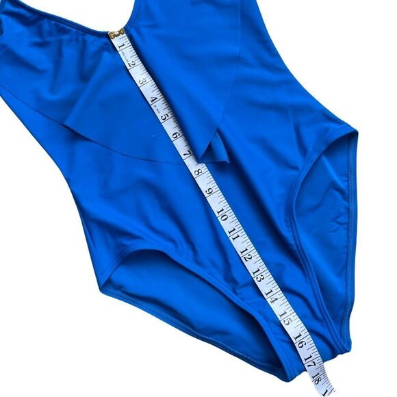 Sun and Sea | Blue Ruffle Halter One-Piece Women XS Swimsuit NWT - Picture 7 of 11